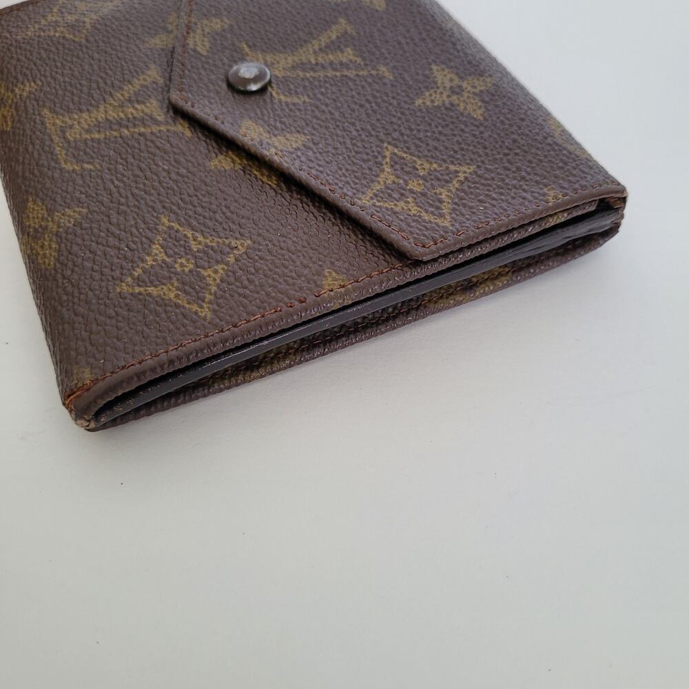 LOUIS VUITTON Vintage 70- 80s Monogram Leather Wallet Brown Medium Trifold Elise - Picture 13 of 13